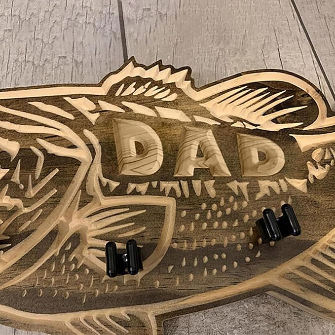 Wood Large Mouth Bass Fishing Rod Holder, Dad Favorite Wooden Fishing Rod Rack, Fishing Pole Rod Holders for Garage, Fathers Day