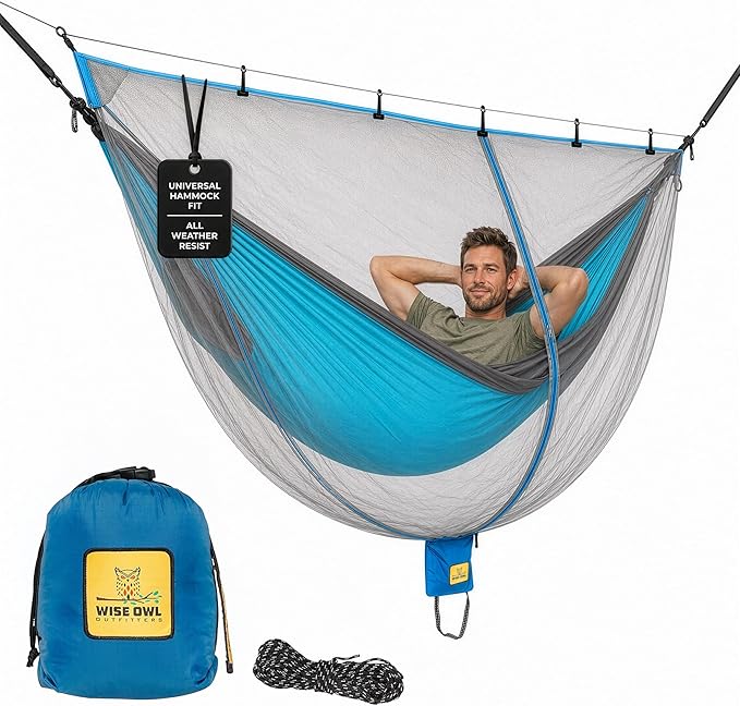 Wise Owl Outfitters Hammock Bug Net – Mosquito Net for Hammock, Lightweight Bug Netting for Camping, Hiking, Backpacking, Forest & Outdoor Use