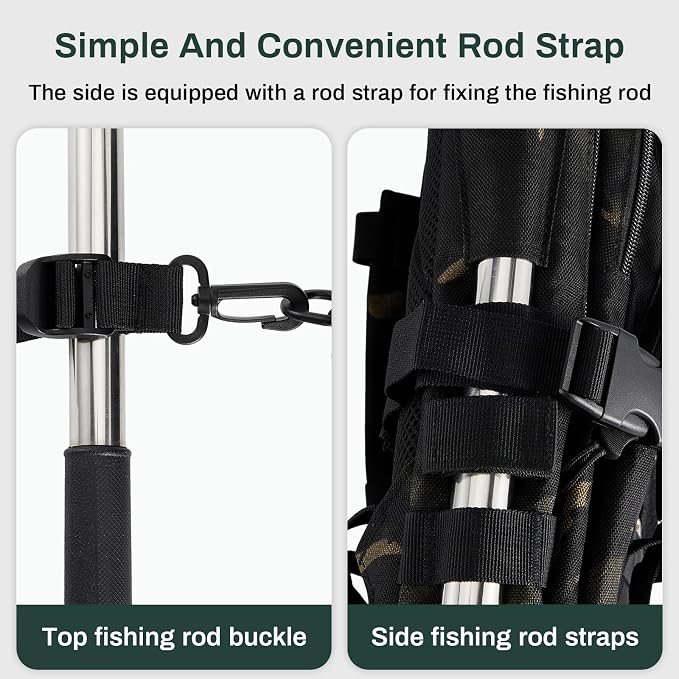Fishing Tackle Backpack with Rod Holders and 4 Tackle Boxes Large Storage Fishing Bags Water Resistant Tackle Bag for Camping Hiking Travel Gear and Equipment(Camouflage,Shoulder Bag)
