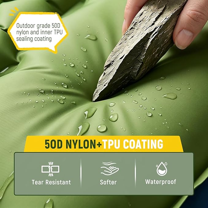 Myxslop Double Sleeping Pad for Camping, 4" Extra-Thick 2 Person Inflatable Camping Mattress with Built-in Pillow & Foot Pump, Compact Sleeping Mat for Outdoor Tent, Backpacking, Hiking and Car Travel