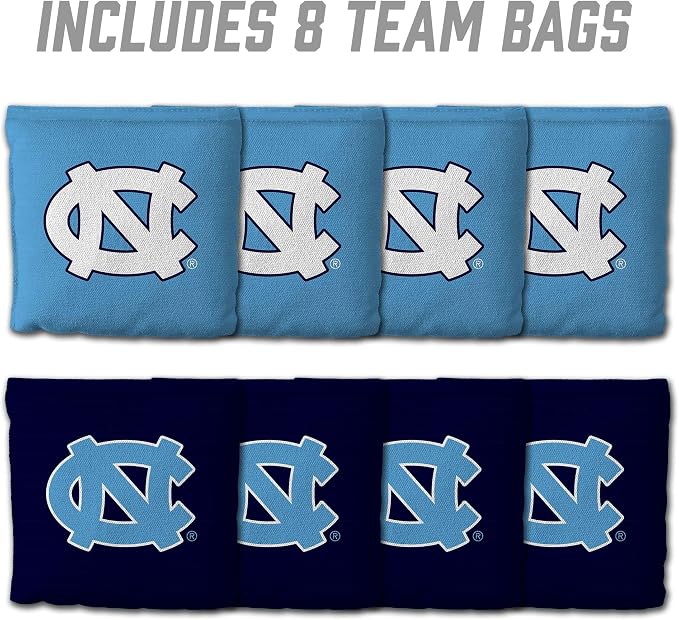 YouTheFan Officially-Licensed NCAA Set of 8 Cornhole Bags - All Weather Dual Sided Slide & Stop - Regulation Size with Carry case