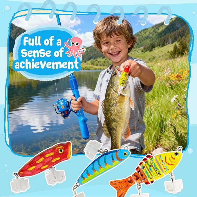 THKFISH DIY Fishing Lure Kit - Kid-Friendly Fishing Gear for Customizing Lures with Tackle Box Perfect Arts and Crafts for Kids, Tackle Box Must-Have