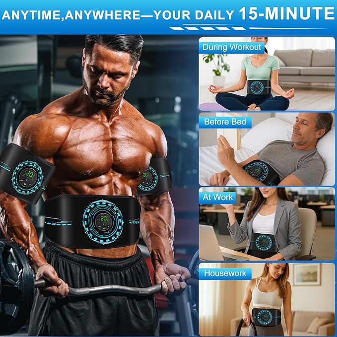 ABS Stimulator Muscle Toner EMS Muscle Stimulator Machine for Abdomen/Arms/Legs Electrode (3packs)