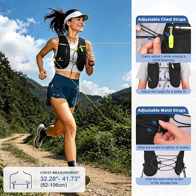 BECOJADDE 5L Running Vest for Women, Hydration Backpack Lightweight & Breathable for Trail Running, Marathon, Hiking, Cycling
