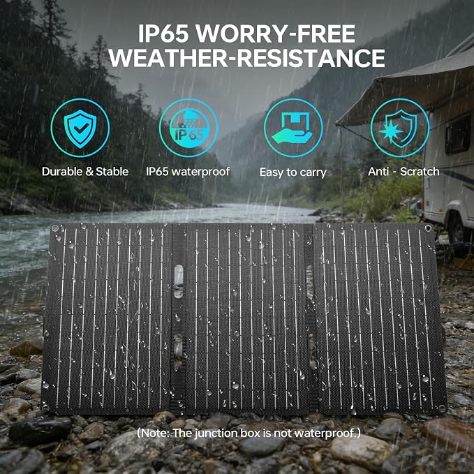 30W Foldable Solar Charger, High-Efficiency Portable Solar Panel with PD20W Type-C, QC3.0 & DC Output, Waterproof ETFE Solar Power Station for Camping, Hiking & Emergency