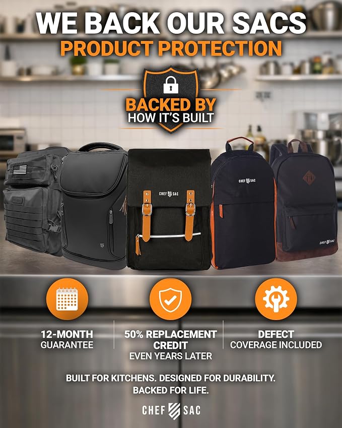 Chef Sac Chef Knife Leather Backpack with 10-Pack Knife Guards Included