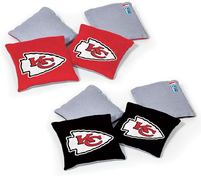 NFL Pro Football Dual Sided Bean Bags by Wild Sports, 8 Count, Premium Toss Bags for Cornhole Set - Great for Tailgates, Outdoors, Backyard