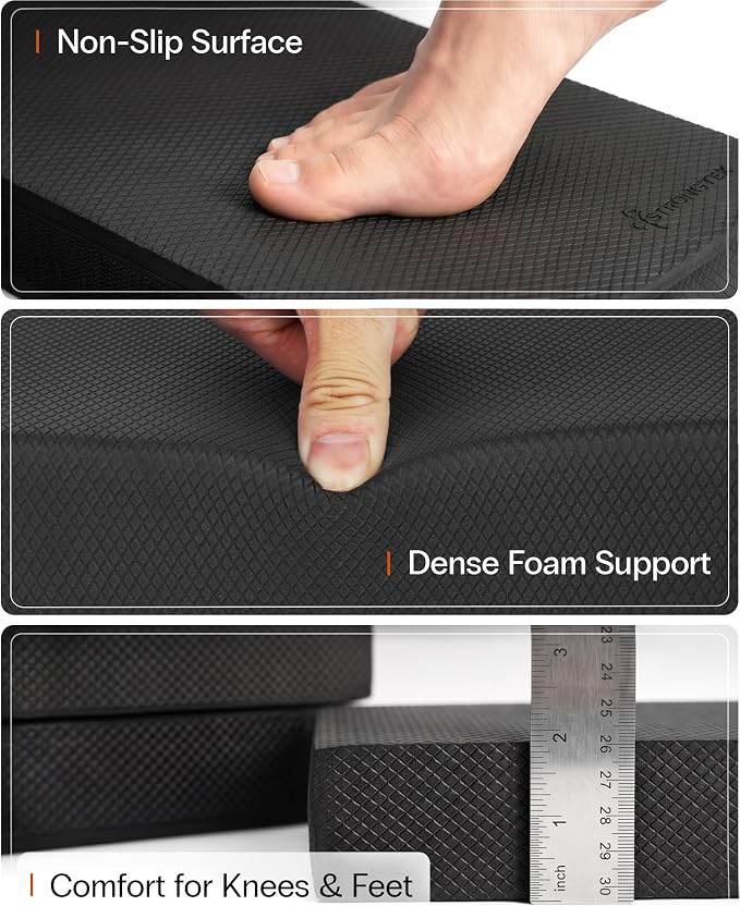 StrongTek 2-in-1 Non-Slip Balance Pad - High-Density Foam Cushion, Supportive Exercise Mat & Knee Pad for Core Training, Yoga, Pilates, Physical Therapy, Stability Training, Stretching, and Rehab