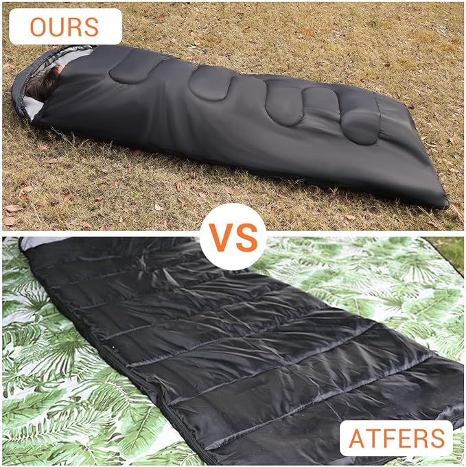 Double Sleeping Bag for Adults Camping,Bring Pillow, XL Queen Size Sleeping Bags for 2 Person Hiking Backpacking, Lightweight Waterproof with Compression Sack