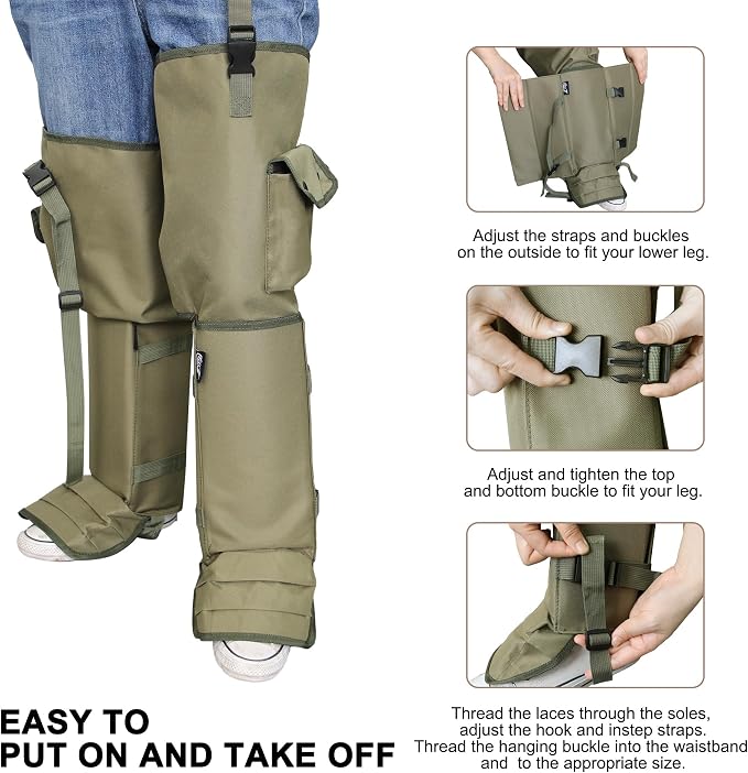 Snake Gaiters and Chaps for Men and Women - Waterproof Guards, Adjustable Protection for Legs