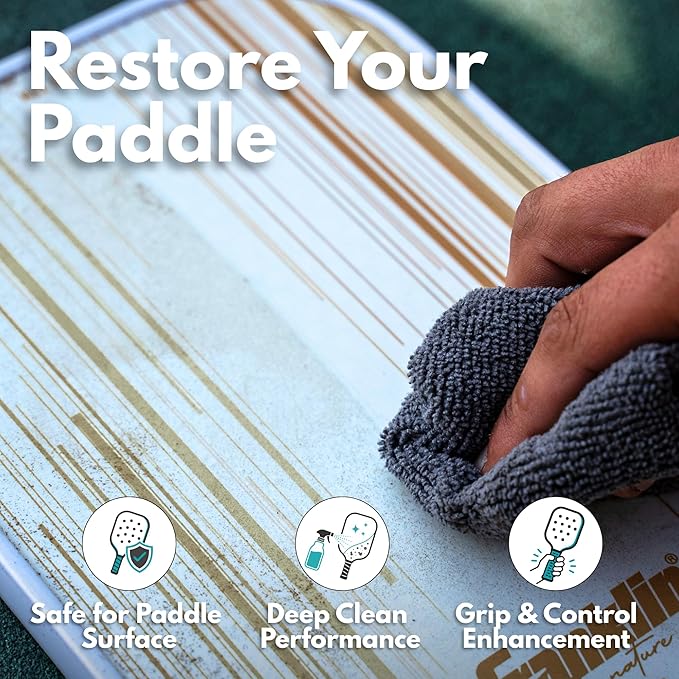 Pickleball Paddle Cleaner, Grip & Paddle Reset Spray, Erase Dirt & Grime, Improve Accuracy, Remove Sweat and Scum | 8 floz