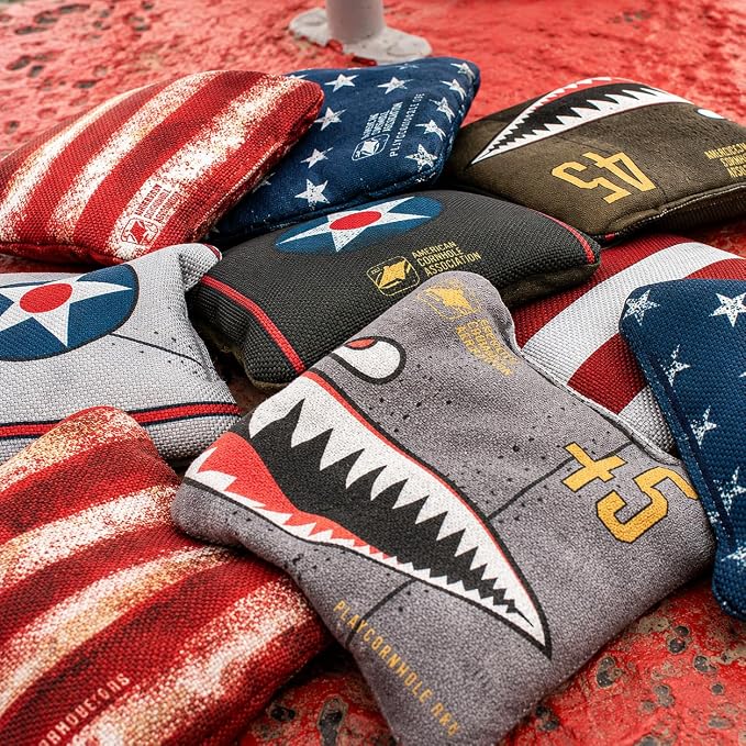 ACA Synergy Pro Professional Cornhole Bags Dual Sided Regulation 6x6 Set of 4 Vintage Flag