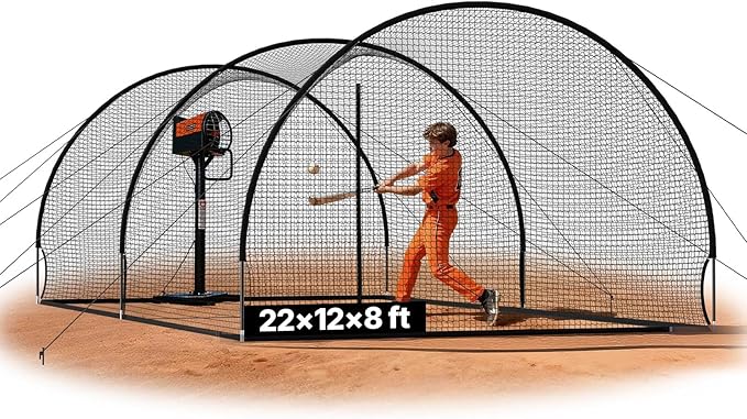 VEVOR Baseball Batting Cage,Professional Softball Baseball Batting Hitting Training Net,Heavy Duty Enclosed PE Practice Portable Pitching Cage Net&Carry Bag,for Backyard,Field,Indoor&Outdoor
