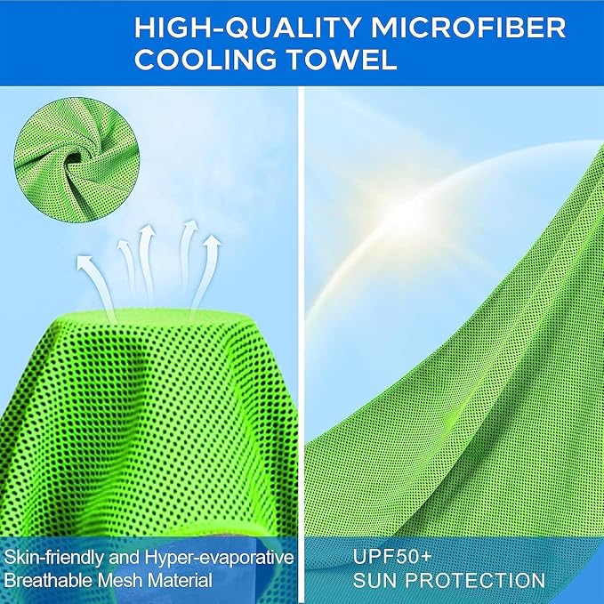 Sukeen Cooling Towels for Neck and Face(40"x12"), Cool Towels for Neck, Cooling Towels for Hot Weather, Sweat Towel for Gym, Workout, Sports, Green Dark Gray 20Pcs