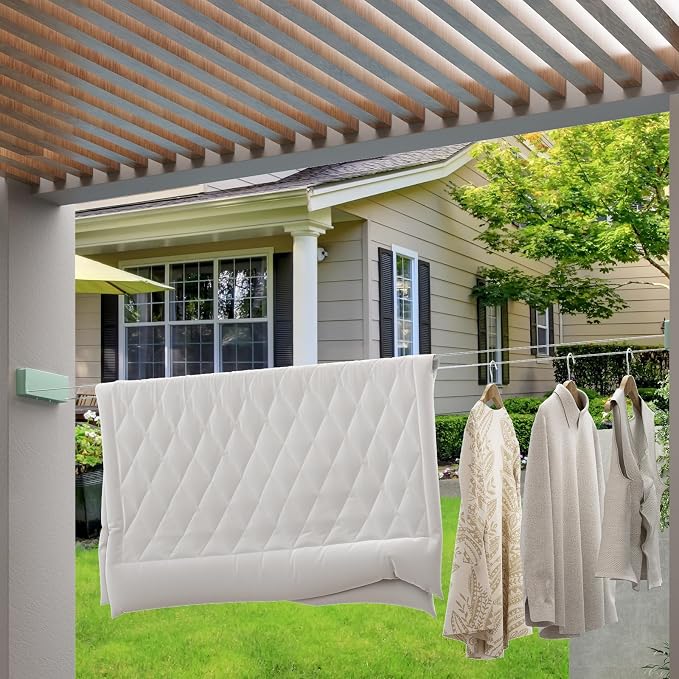 Retractable Clothesline Indoor, Non-Sagging Clothes line retracting Outdoor, Heavy Duty Wall Mounted Laundry Line Adjustable Stainless Steel for Laundryroom, Bathroom, 15.8 Feets Double Lines Green