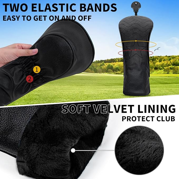 Golf Accessories Golf Club Covers for Golf Driver Headcovers Fairway Wood Headcover Hybrid Head Covers for Men Women Golfer Fit the Most Brands
