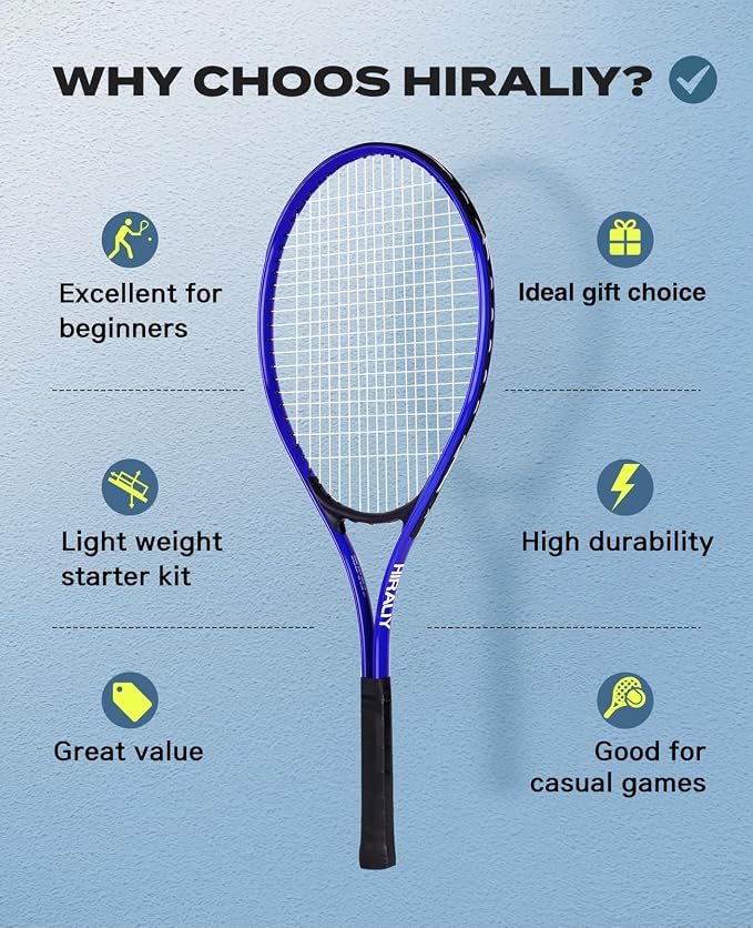 HIRALIY Tennis Rackets 2 Pack for Adults Beginners - 27 Inch Lightweight Aluminum Tennis Racquet Set with 3 Balls & Carry Bag - Vibration Dampening & Large Sweet Spot for Men Women Couples