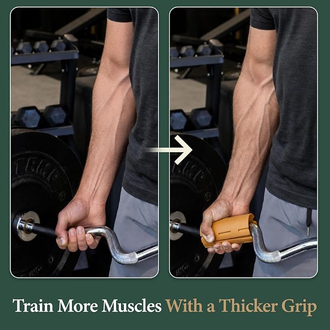 Tribus Thick Grips for Dumbbells & Barbells (2.05" & 2.44”) — Thick Grips for Dumbbells Bars & Fitness Equipment — For Grip Strength & Arm Training, Non-Slip Heavy Duty Rubber