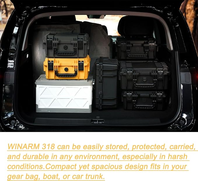 Fishing Reels Storage Case 13 Inches,Heavy Duty Waterproof Fishing Wheel Protective Hard Case, Tackle Collection Holder Box, 6pcs Adjustable Shockproof Dividers (Black)