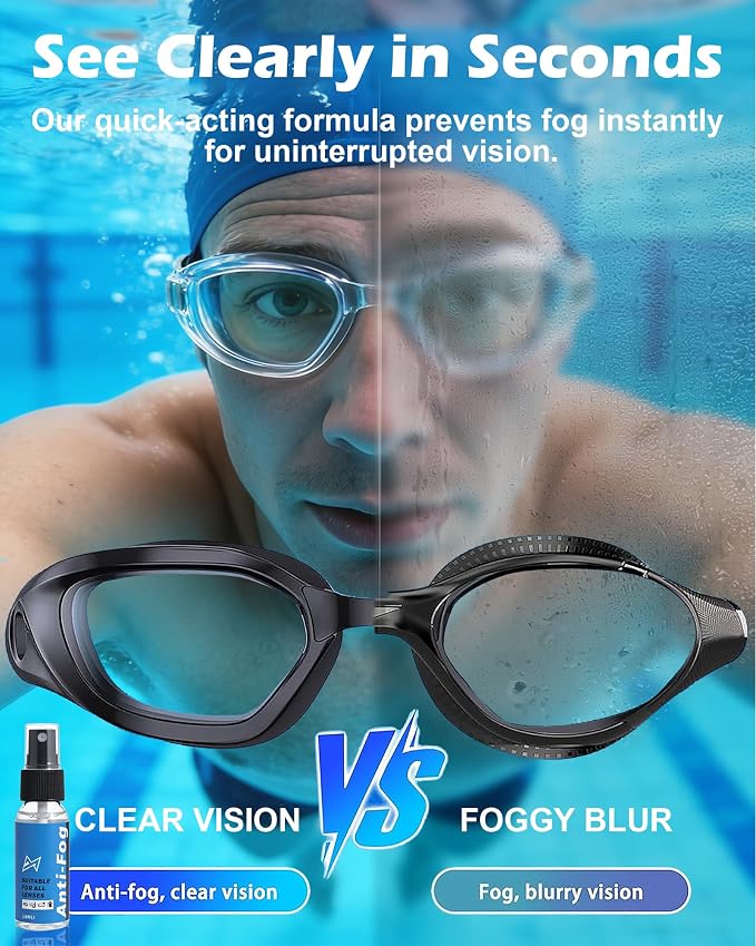 Safe Anti Fog Spray for Swim Goggles Glasses, 2 Pack Quick and Long-Lasting Defogger for Eye Glasses Swim Goggles Ski Goggles Snorkel Mask Scuba Diving Mask Motorcycle Helmet Visor Hockey Shield