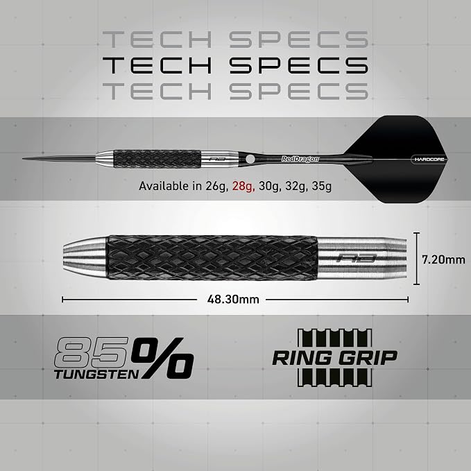 RED Dragon Rat 26g, 28g, 25g, 30g, 32g or 35g Tungsten Darts Set with Flights and Stems