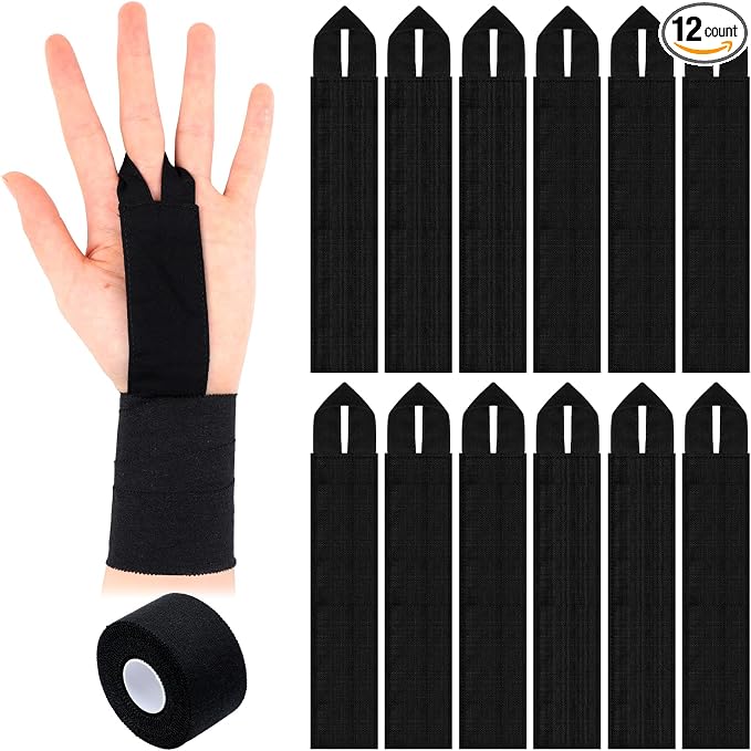 12 Pcs Gymnastics Tape Grips and 1 Roll Athletic Tape for Gymnastics Bars Reusable Athletic Grips Strong Support Wrist Ankle Knee Guards Protector Sport Training Accessories