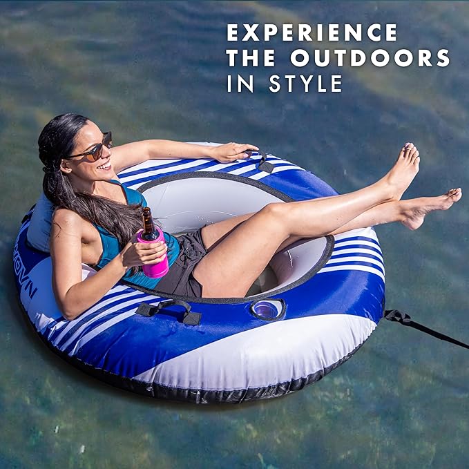 GoSports WOVN River Tube with Premium Canvas Cover - Heavy Duty Float for Rivers, Lakes, & Pools - Lido