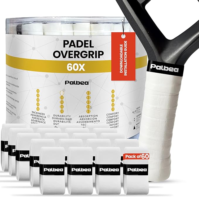 Palbea Padel Racket Grip Tape - Packs of 3/6/12/22/60. Padel Tennis Racket Grip Tape - Padel Tennis Grips Overgrip for Sweat Absorption & Non-Slip. Also Suitable as Tennis Racquet Grip Wrap Tape.