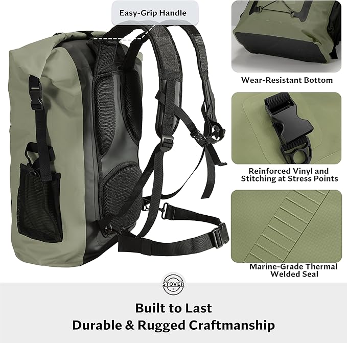 STOVER 5/10/25/30/40/55L Waterproof Dry Bag- Roll-Top Backpack w/Phone Case- Kayaking, Hiking, Camping, Boating- Men/Women