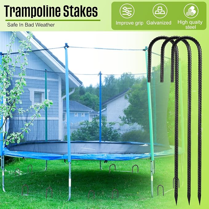 Gisafai 200 Pcs 12 Inch J Hook Rebar Stakes, Garden Ground Stakes Heavy Duty Tent Ground Anchors Steel Plant Support Stake Long Straight Metal Spikes with Chisel Point End for Concrete Timber