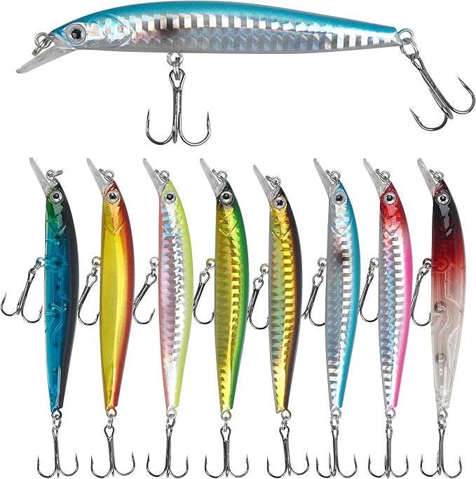 Fishing Lures Kit Crankbait Minnow Hard Bait Set Deep Diving Jerkbait Swimbait Popper Pencil Walleye Lures Artificial Fishing Bait for Bass Trout Redfish Saltwater Freshwater Fishing Lure
