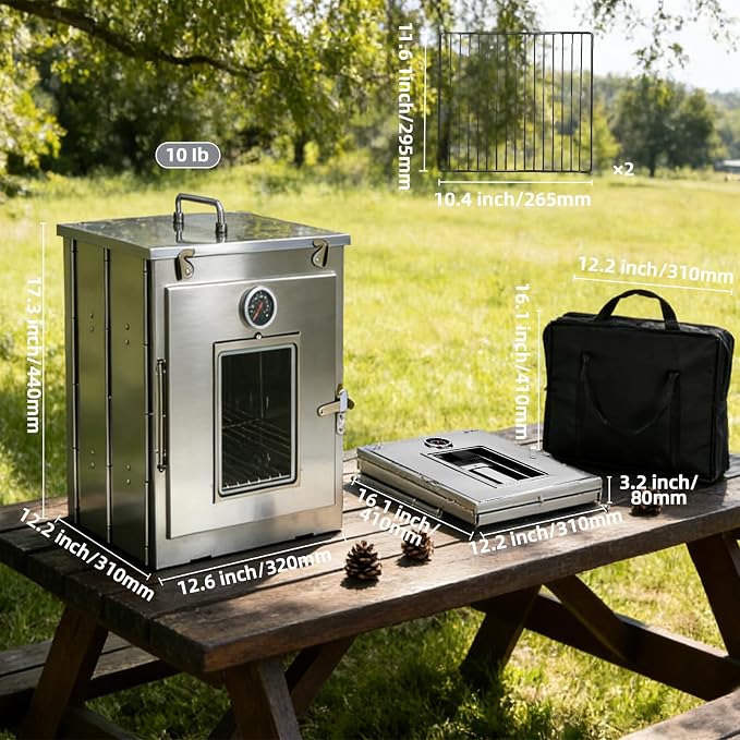 16-Inch H Folding Camping Oven - 2-Tier Grates, Portable Stainless Steel Grill for Baking Bread, Muffins & BBQ, Compatible with Wood-Burning & Propane Stoves