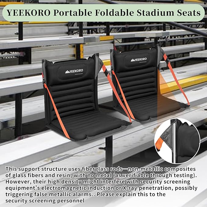 Inflatable Folding Seats, Portable Chairs with Back Support, Foldable and Lightweight Seat for Camping/Sporting Events,Stadium Seats with Storage Bag Lounge Chair