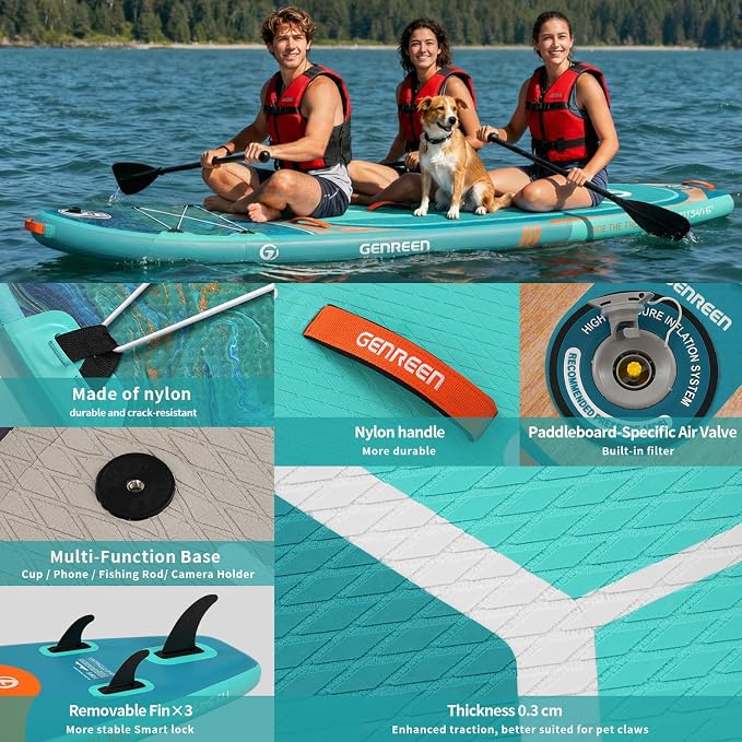 Paddle Board Stand up Paddle Board (Extra Large 11'*33/34") Newly Improved 2 Side Layers 450LBS Quality Inspection×5 (All-Season for JP customers) paddleboards Fishing Family Pet Friendly