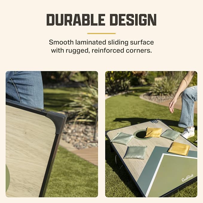 EastPoint 2' x 3' MDF Cornhole Board Set - 2 Boards & 8 Bean Bags - Bean Bag Toss with Storage & Carry Handles - Durable MDF for Outdoor Family Games - Tailgate Games & Beach Play