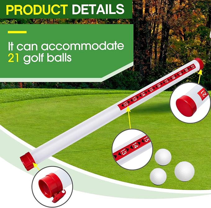 Deekin Golf Ball Retriever Plastic Clear Picker Upper Tube Golf Ball Shagger Grabber Collector, Professional Pickup Tool Device for Men Women, 35.4 Inch