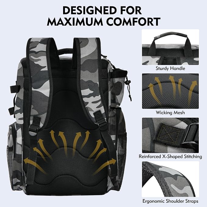 MGB 46L Water-resistant Fishing Tackle Backpack with Rod Holders