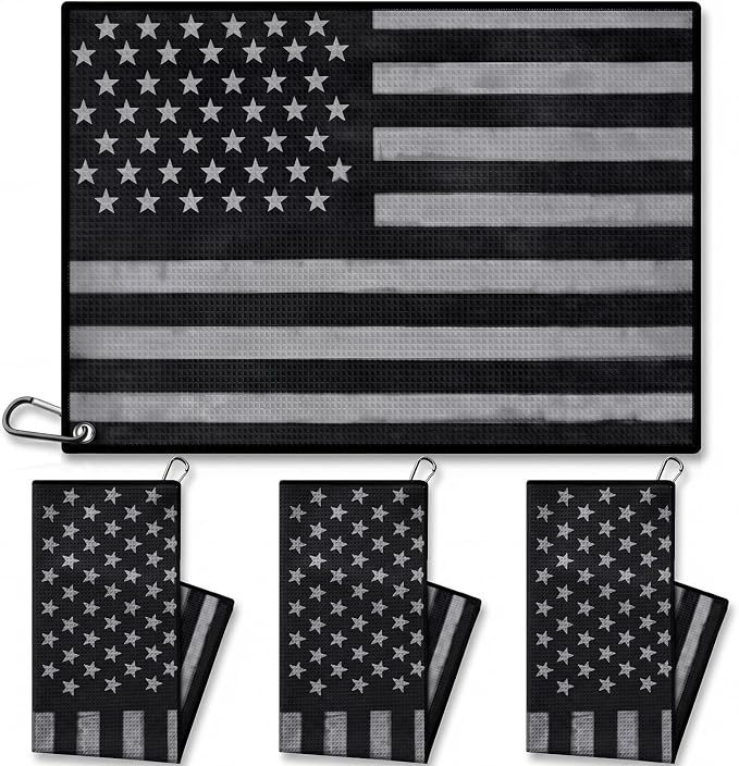 Batiyeer 3 Pack American Flag Caddy Golf Towels Summer Gifts Large 4th of July Caddy Towel for Bags 16 x 24 Inch Microfiber Waffle Pattern with Carabiner Clip Ultra-Absorbent Golfing Gear for Men