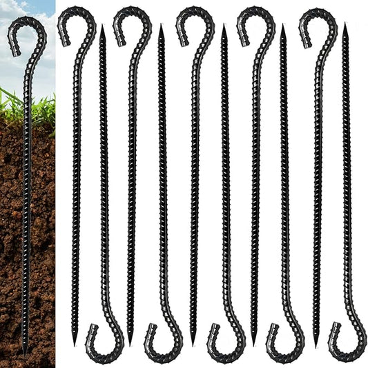 10 Pack Rebar Stakes - 5/8 Diameter Heavy Duty Metal Stakes with Chisel Point Ends, Ground Stakes for Yard and Camping, Tree Stakes Supports