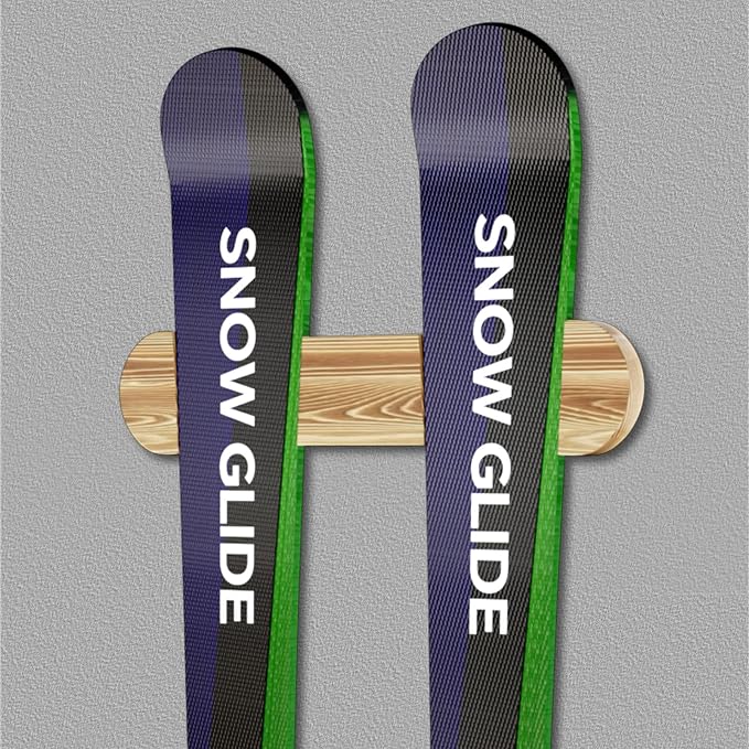 Wooden Ski & Snowboard Wall Mount Horizontal, Skateboard Wall Rack with Screws, Snowboard Display Stand, Indoor Snowboard Storage for Room, Garage (1, charcoal color)