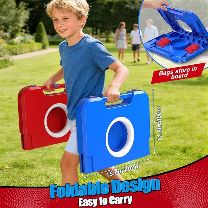 TERRAMUS Light-Up Cornhole Board Set, Corn hole Sets with Sound Effects, 2 Foldable Boards & 8 Bean Bags, Portable Outdoor Toss game, Backyard Party Camping Toys Gifts for Kids,Teens,Family,Ages 6-12+