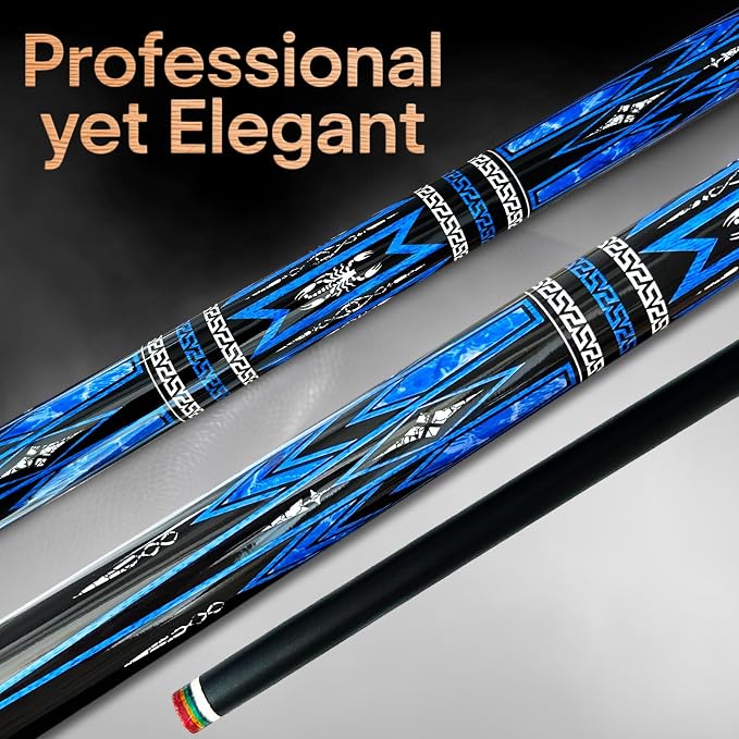 Tai ba cues Fibergalss Shaft Pool Stick with case, 13mm Multilayer Leather Tip, 58", Hardwood Canadian Maple Professional Billiard Pool Cue Stick, Quick-Release Joint, 18, 19, 20, 21 Oz (Selectable)