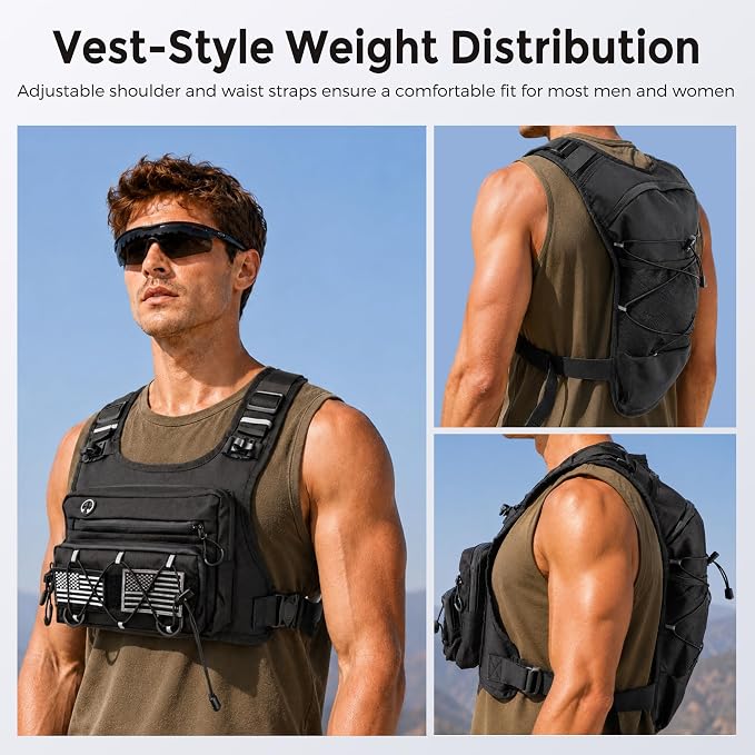 Running Vest for Men & Women – Water Backpack with Upgraded 2L Leak-Proof Bladder, No-Bounce Fit & 3-Pocket Organized Storage, Reflective Hydration Backpack for Running, Hiking & Cycling