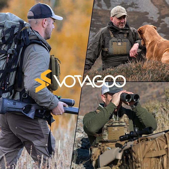 VOTAGOO GEAR Tactical Chest Rig Bag, 3L Utility Hypalon Molle Chest Rig With Map Pocket 500D Cordura Chest Bag for Hunting Workouts (Multicam)