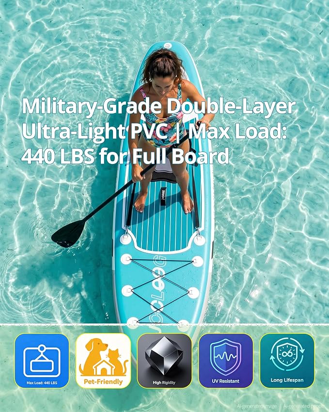 Inflatable Stand Up Paddle Board with Seat, 10'6"/10'5" SUP 440LBS, Recreational Paddleboard for Adults Beginners, Blow Up Paddle Board with Fishing Design, Camera Mount, Cooler Bag & Full Accessories