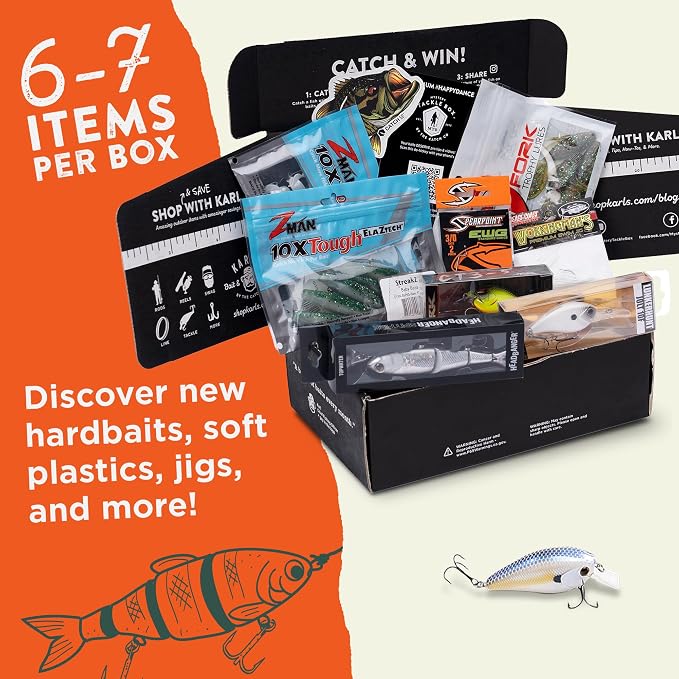 Catch Co Mystery Tackle Box Freshwater Bass Fishing Kit | Largemouth and Smallmouth Bass, Fishing Gift, Fishing Gifts for Men, Lures, Baits, Jigs