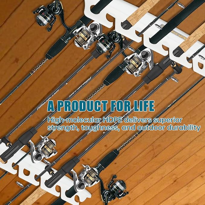 Wall Mount HDPE Fishing Rod Holder for 11 Rods – Heavy-Duty Vertical Rod Rack with Thickened Design, UV & Corrosion Resistant Storage for Dock, Garage & Boathouse