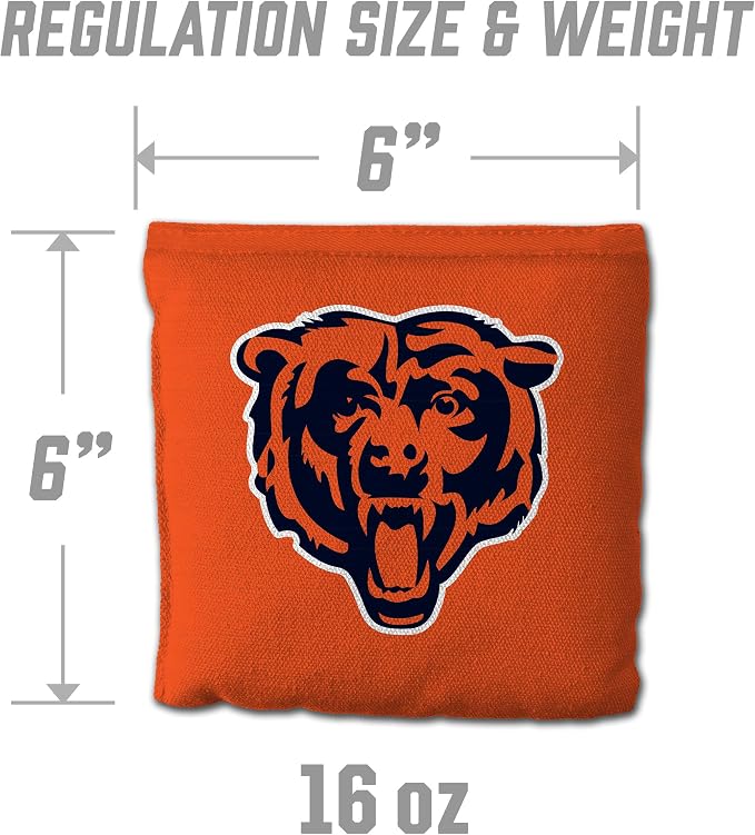 YouTheFan Officially-licensed NFL Set of 8 Cornhole Bags - All Weather Dual Sided Slide & Stop - regulation size