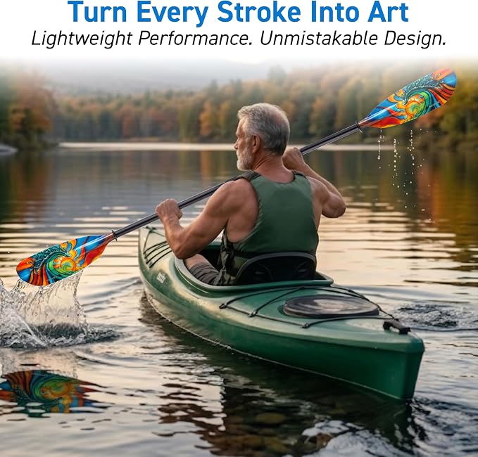 Hornet Watersports Fiberglass Kayak Paddle for Adults- Ideal for Touring, Fishing and Boating- 90.5 inches / 230CM Adjustable with Carbon Fiber Shaft- Kayak Oars Kayaking Equipment