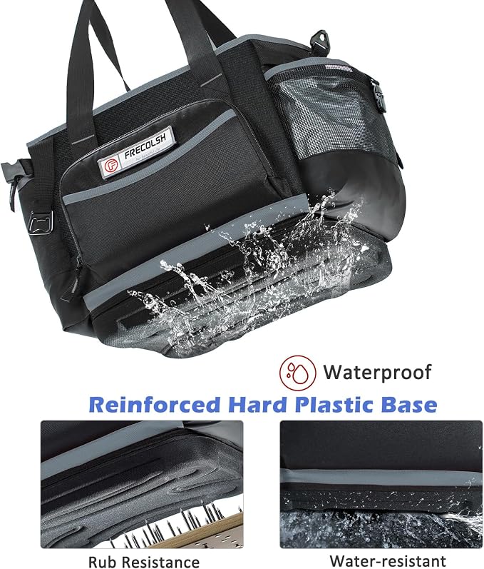 Large BBQ Organizer with Molded Hard Base, Compatible with Blackstone Outdoor Utensil Bag for Camping, Picnic & Tailgating, Portable Cooking Accessories Tote, Gift for Men